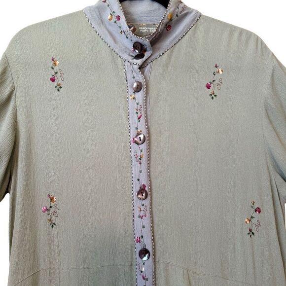 Vintage Hand Painted Papy Boez Midi Dress Sz S/M 90’s, Cottagecore - Picture 2 of 12